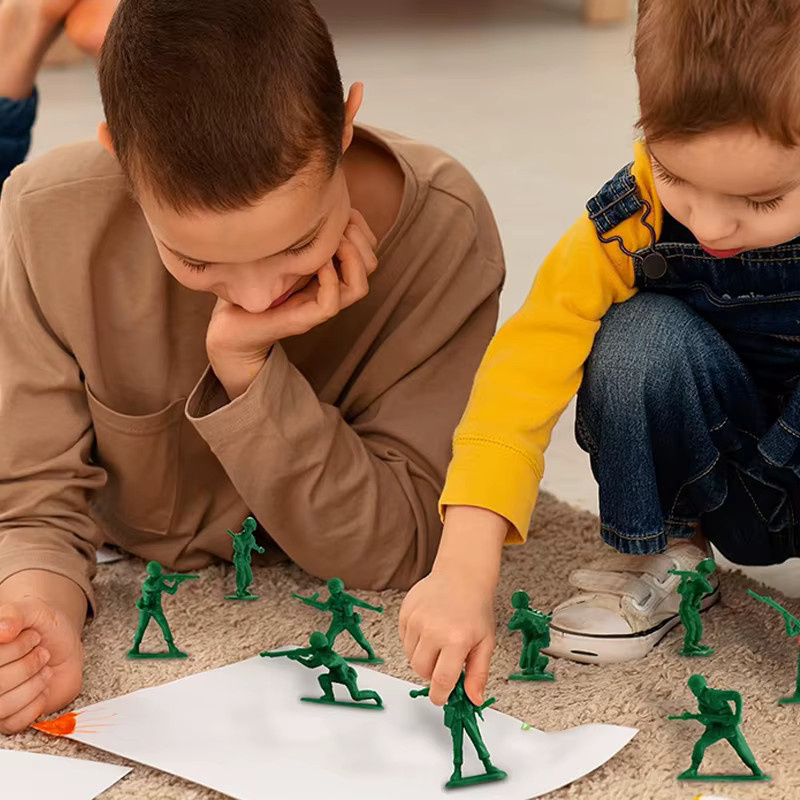 TMZ 30er Set Armee Actionfiguren aus Kunststoff in Grün, 5 cm Miniatur-Simulation für Desktop-Dekoration und Sandtisch-Modelle - Bild 3