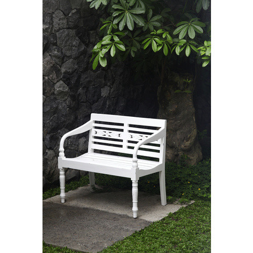 Garden Pleasure Gartenbank Moyo 2-Sitzer aus Mahagoniholz in Weiß, B/H/T: 100 x 91 x 46 cm - Bild 2