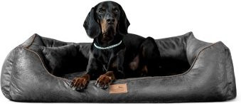 Tierlando ALBERTO ORTHO Orthopädisches Hundebett mit Schaumstoff, Velours und Kunstleder, Schwarz/Graphit, B: 150 cm, T: 100 cm, H: 25 cm - Bild 1