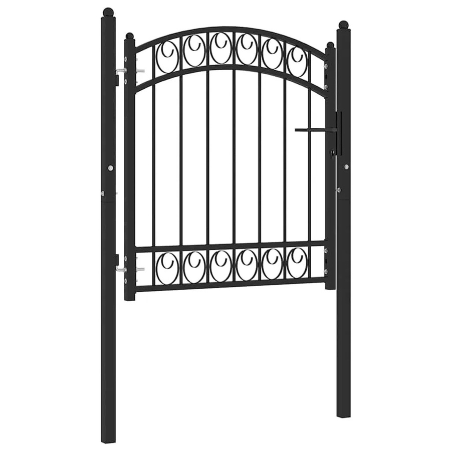 vidaXL Zauntor aus Stahl mit gewölbter Spitze in Schwarz, Breite: 100 cm, Höhe: 102 cm - Bild 2