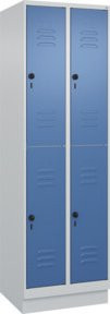 C+P Doppelstock-Spind Classic PLUS mit Sockel, 2 Abteile, Fernblau RAL 5023, H x B x T: 195 x 60 x 50 cm - Bild 1