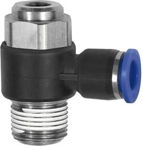 Riegler Drosselrückschlagventil Blaue Serie aus Messing, Anschluss R 1/2, Durchmesser 8mm, Farbe Blau - Bild 1