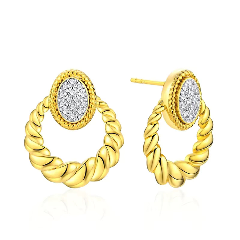 Huitan Ohrringe, Gold Farbe, Zirkonia, Damen - Bild 3