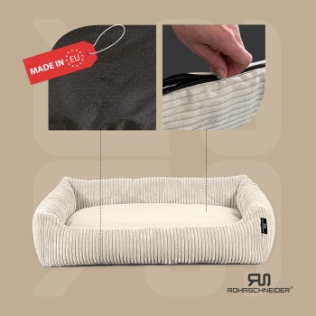 Rohrschneider Hundebett aus Cord in Beige mit abnehmbarem Bezug und rutschfester Unterseite - Bild 2