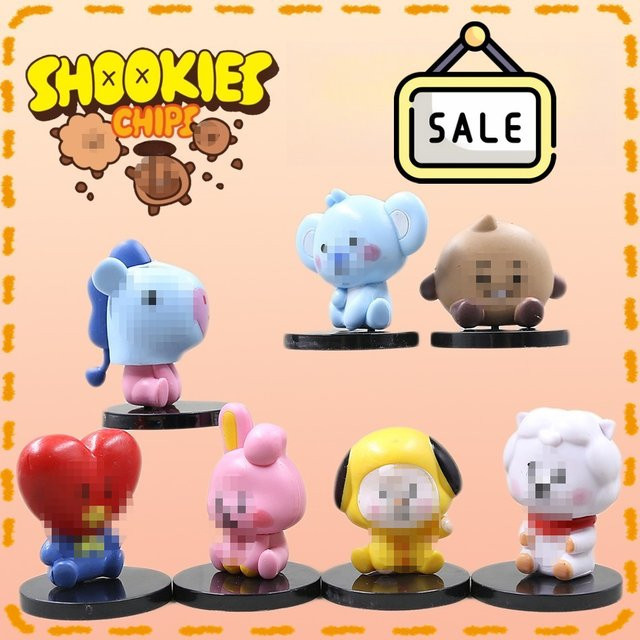 Bandai Cartoon-Tierfiguren-Set, 7-teiliges Set, Koala Alpaka Hase Bär - Bild 1