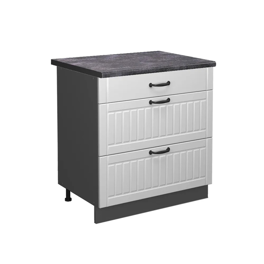 Vicco Küchenunterschrank Fame-Line in Weiß und Anthrazit im Landhausstil mit 3 Soft-Close-Schubladen, Breite: 80 cm, Höhe: 82 cm, Tiefe: 60 cm - Bild 2