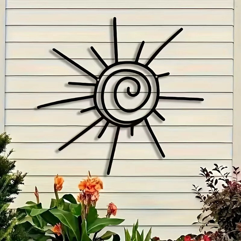 DDPNKL Bohemian Metall-Wandkunst Sonne in Schwarz, dekoratives geometrisches Design für dein Zuhause und den Garten - Bild 3