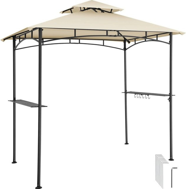 tectake Grillpavillon Maracaibo wetterfest mit UV-Schutz und Doppeldachsystem in Sand, B/T/H: 240 x 150 x 250 cm - Bild 1