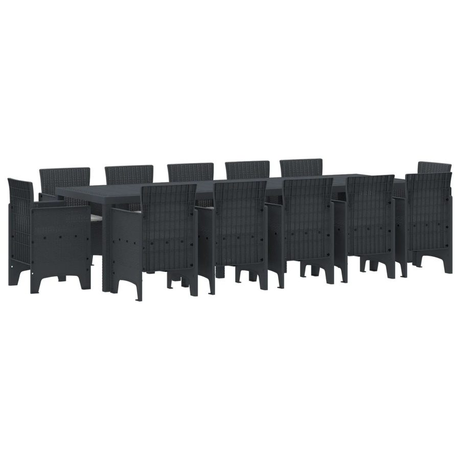 vidaXL 13-teilige Garten Essgruppe aus Poly Rattan mit Kissen in Anthrazit - Bild 2