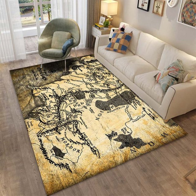 UQIDEHOME Bereichsteppich Mittelerde Karten Ring Muster, rutschfest und waschbar, B/T: 150 x 220 cm, Mehrfarbig - Bild 1