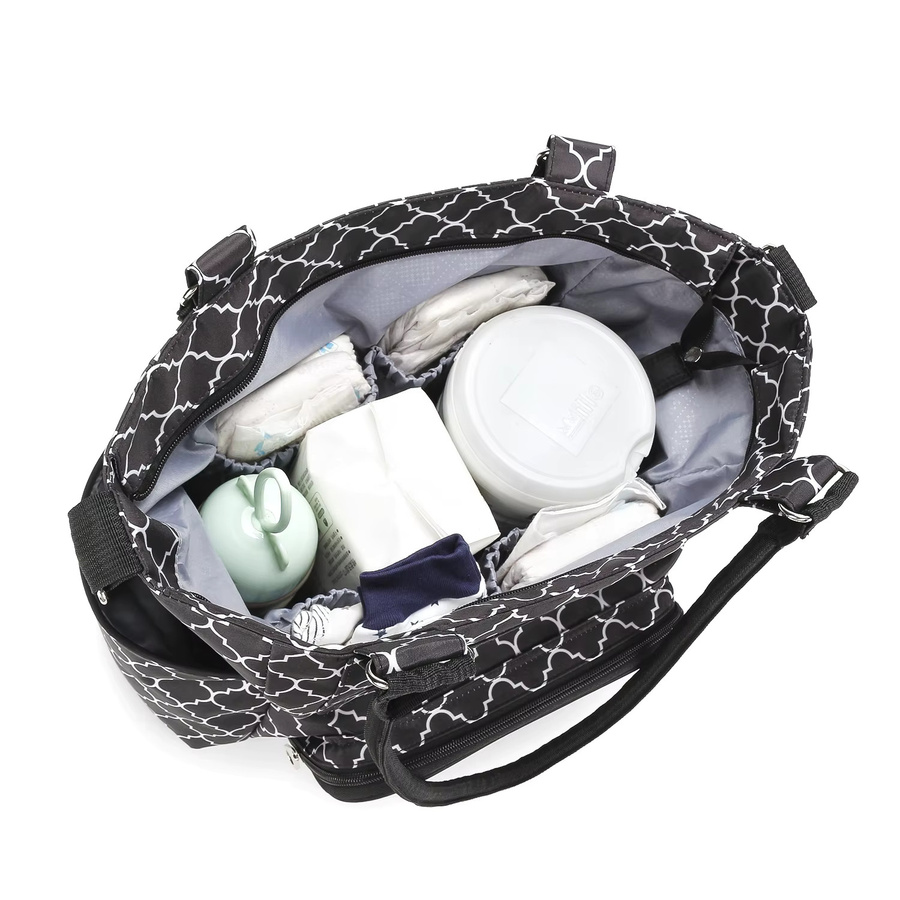 Aboutbaby Wickeltasche Set mit Wickelunterlage, 7-teiliges Set für Neugeborene, Schwarz - Bild 4