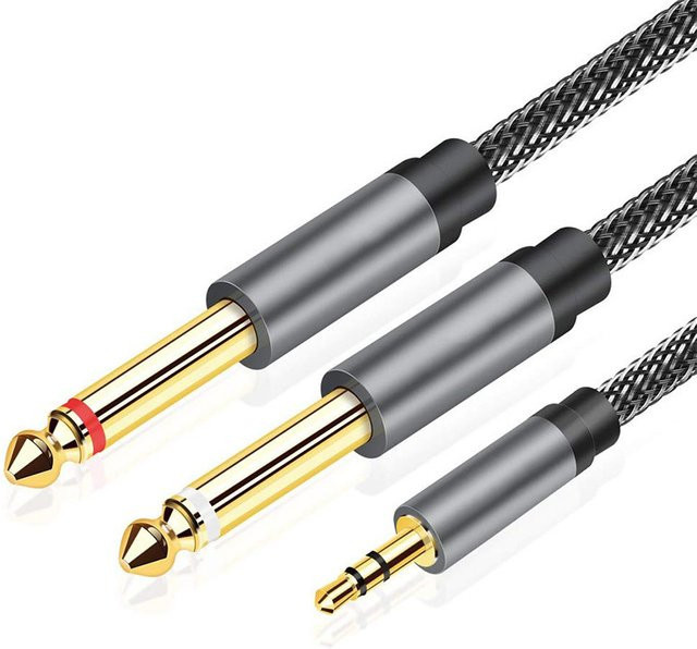 Jiansu Audiokabel 3,5 mm Klinke auf Dual 6,35 mm Mono Y-Splitter-Adapter für Mischverstärker - Bild 1