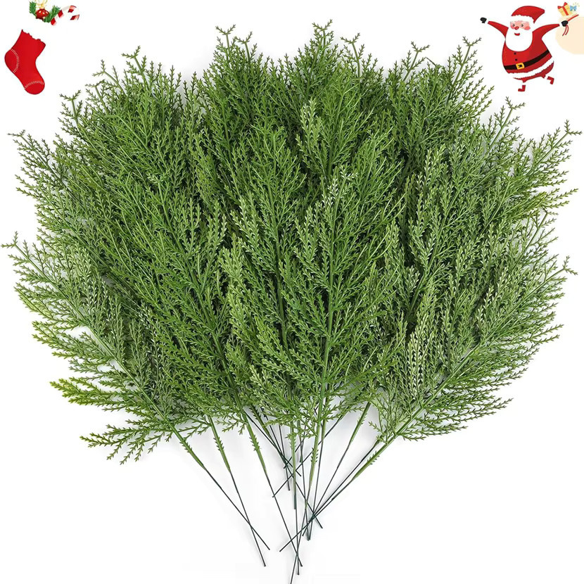 Yusheng Künstliche Kiefernnadeln aus Kunststoff für Weihnachtsdekoration und DIY-Projekte, Grün, 10 Stück - Bild 5