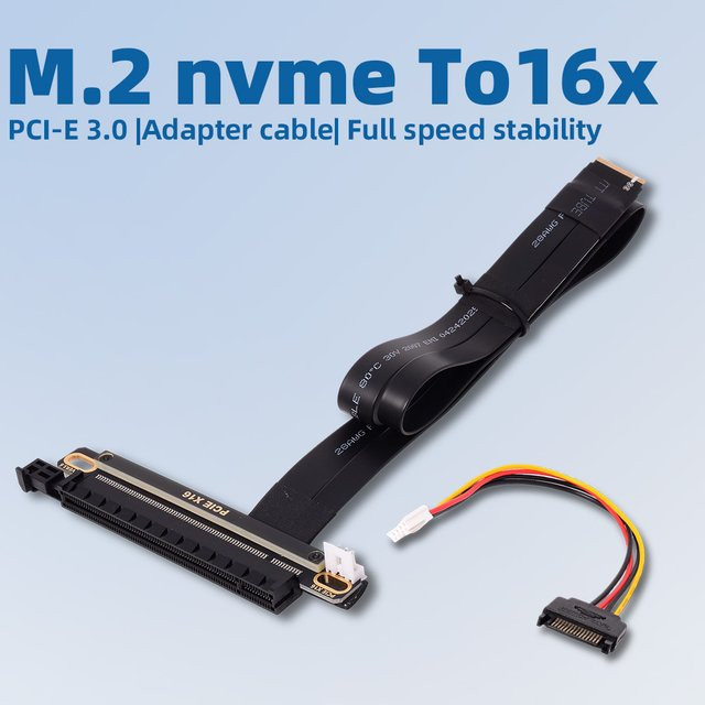 SPEEDIER M.2 auf PCIe x16 Adapterkabel für NVMe Gen4 SSD auf PCI-e 4.0 x4 in Schwarz - Bild 1