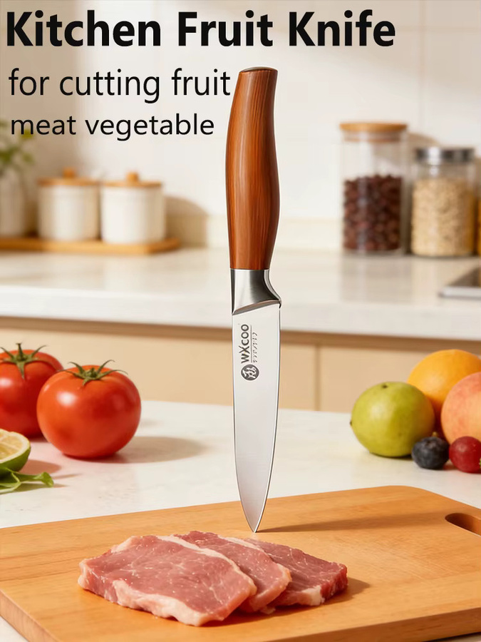 WXCOO Allzweckmesser Set aus Edelstahl mit ergonomischem Holzgriff für Obst und Fleisch - Bild 6