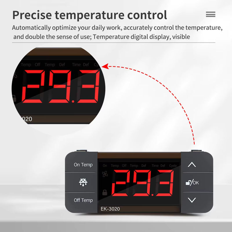 JUANJUAN Digitaler Temperaturregler EK-3020 Hygrometer Thermostat mit zwei Relaisausgängen und Sonde in Schwarz, 220 V - Bild 3