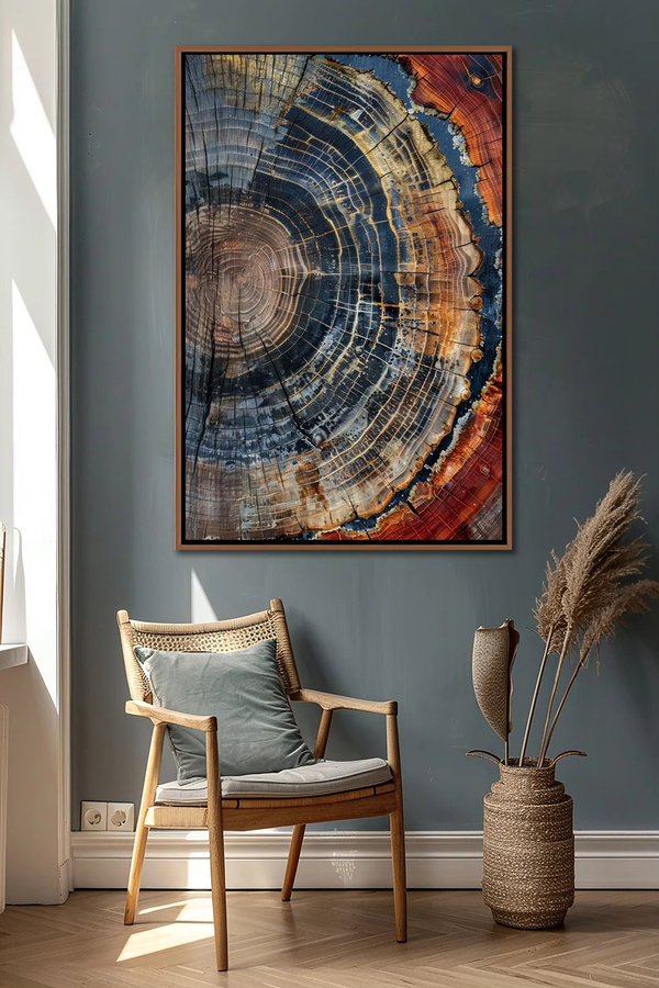 Abstrakte Baumring Wandkunst von SHENCHEN, bunte minimalistische Leinwanddekoration in Rechteckform, mehrfarbig - Bild 3