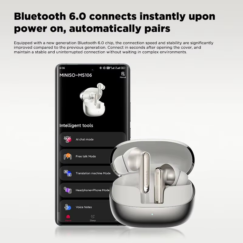 MINISO MS106 TWS In-Ear Wireless-Kopfhörer mit Bluetooth V6.0 und AI Translator in Blau oder Weiß - Bild 3