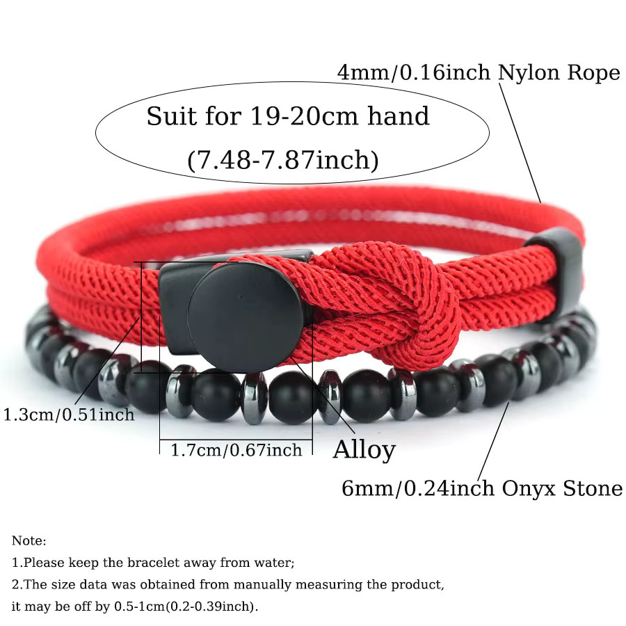 Noter Armband, Rot, Onyx, Hämatit, Herren - Bild 2