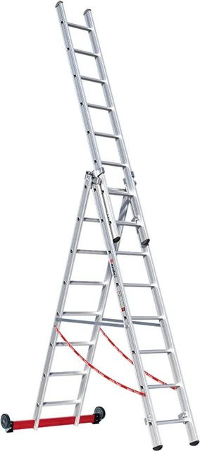 Euroline Premium 30778 Mehrzweckleiter 3-teilig aus Aluminium in Silber, 3x8 Sprossen - Bild 1