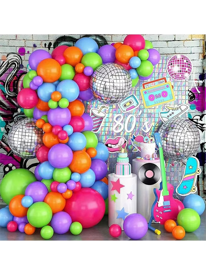 BALONAQ Ballon-Girlandenbogen-Set mit Musikmotiv in Multicolour für Retro-Disco-Geburtstagsfeiern, 80 Stück - Bild 3
