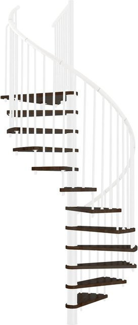 Minka Spindeltreppe Spiral Effect in Walnuss und Weiß mit einem Durchmesser von 160 cm für eine Raumhöhe bis 305 cm - Bild 1