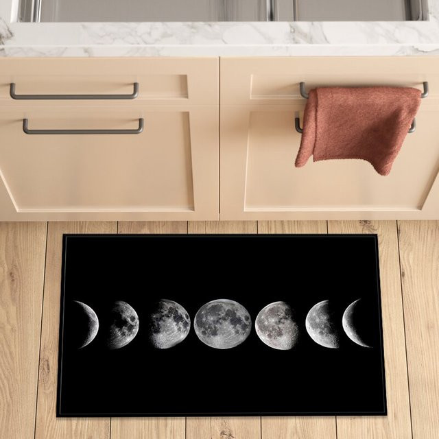 Vikama 3D-Druck Bodenmatte mit Mond-Motiv, rutschfest und waschbar für Küche, Bad oder Eingangsbereich - Bild 1