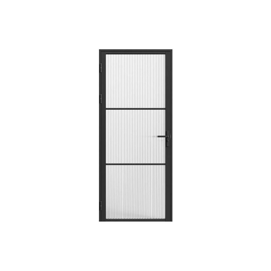 Vente-unique Tür-Komplettset Maseru Schwarz mit Glas und Aluminium, modern, B: 93 cm, H: 204 cm, T: 35 cm - Bild 2