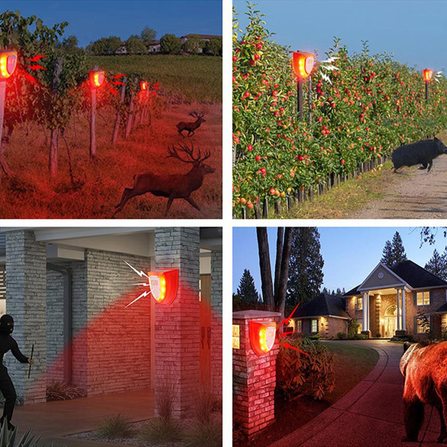 Plain Abode Solar Tierabwehr mit Bewegungssensor, Schussgeräuschen, Hundegebell und Stroboskoplicht für Garten und Hof - Bild 3