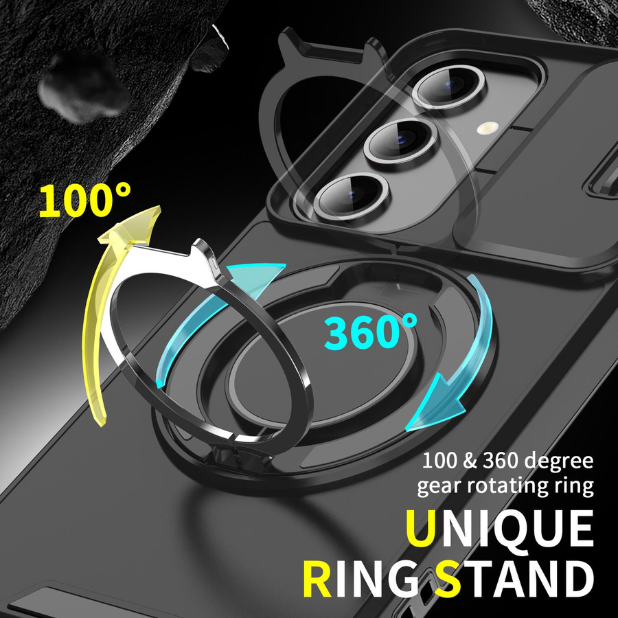 Magnetische Schiebekamera-Schutzhülle für Samsung Galaxy S26 S25 S24 S23 S22 Ultra Plus FE A56 A36 A26 A16 A55 A35 A25 A54 mit Ringhalter in Schwarz - Bild 2