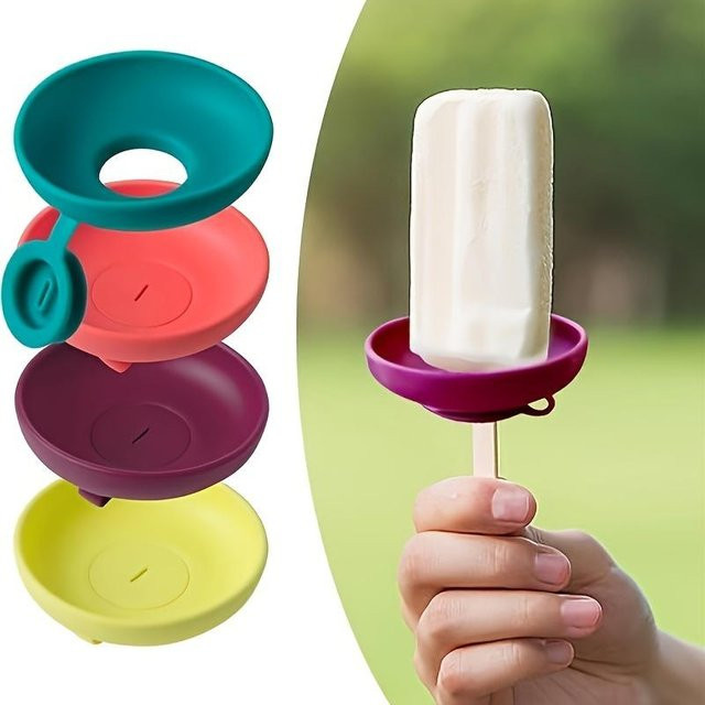 YC Direct 4-teiliger Silikon-Eiscreme-Halter mit Tropfschutz für Eis am Stiel und Waffeln - Bild 1