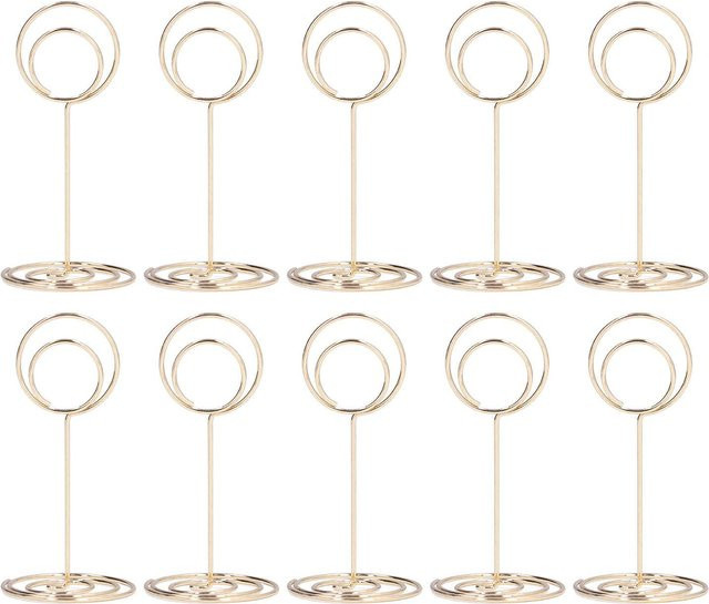 10 Stück Tischkartenhalter von shoemst in Gold mit runder Basis aus Metall für Hochzeiten und Tischdekoration - Bild 1
