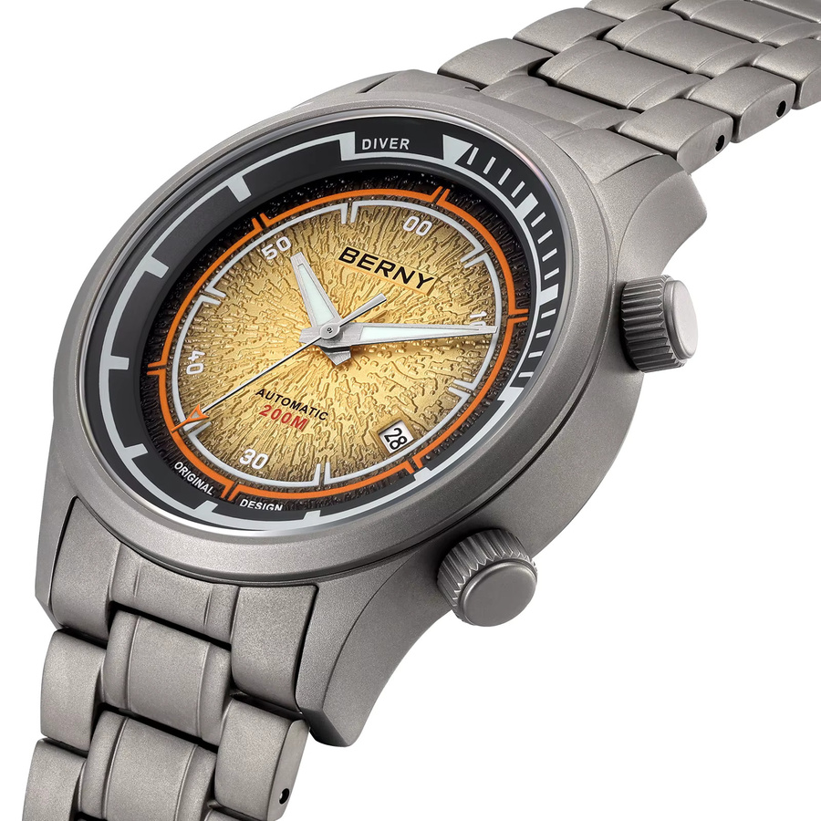 BERNY Taucheruhr, Titan, Automatik, 20 ATM, Herren, Schwarz, Silber - Bild 2