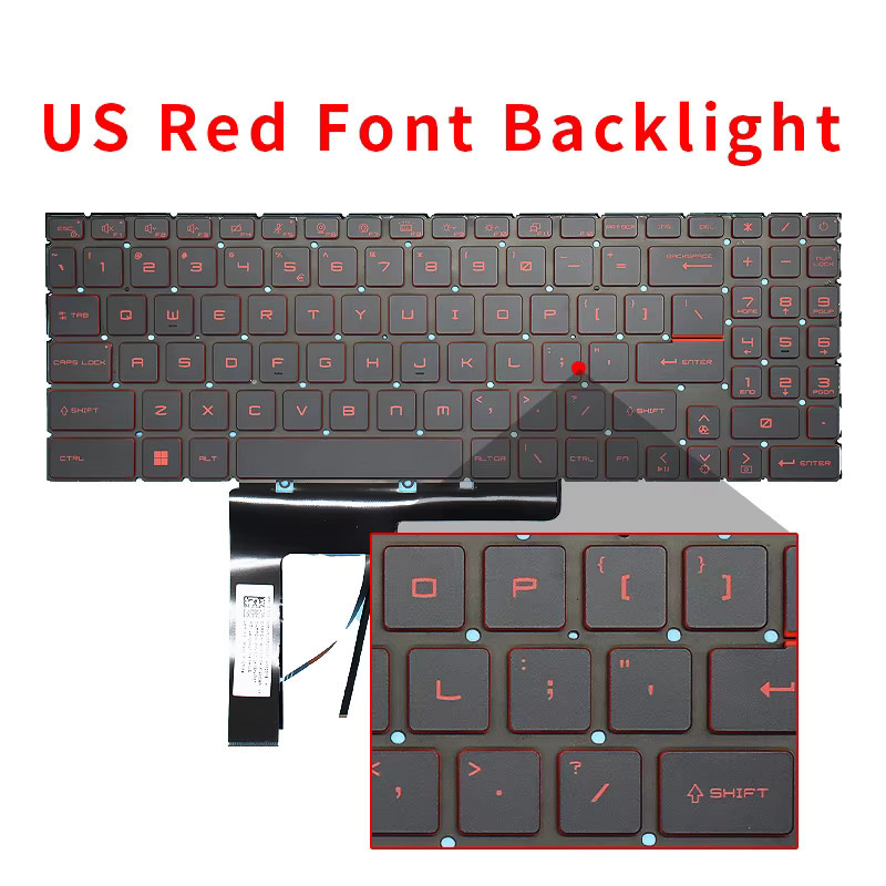 MSI Laptop Tastatur mit Hintergrundbeleuchtung in Rot und Schwarz für Katana GF66 GF76 GL76 GL66 11SC 11UC 11UD 11UE 11UG 12UC 12UD - Bild 2