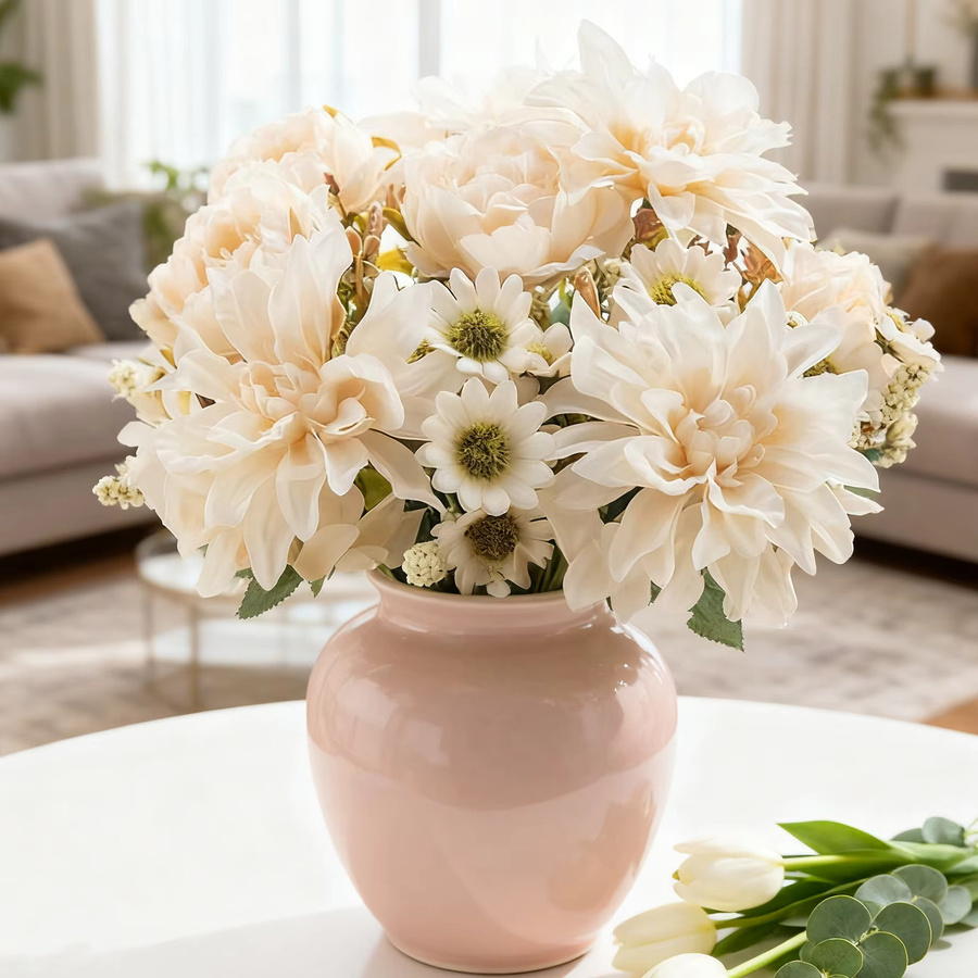 TTCY Künstliche Blumen Set aus Seide in Weiß für Hochzeiten, Partys und Wanddekorationen - Bild 1