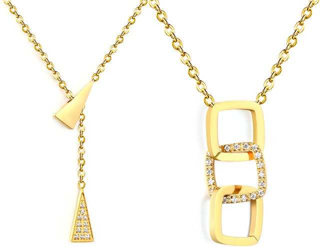 LUXUSTEEL Halskette, Edelstahl, Gold, Zirkonia, Damen - Bild 1