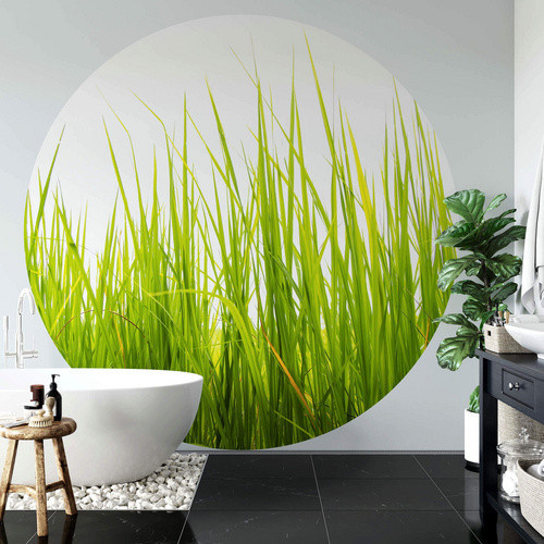 K&L Wall Art Runde Vliestapete Hohes Gras Grüne Wiese, mehrfarbig, matt, B/H: 236 x 236 cm - Bild 2