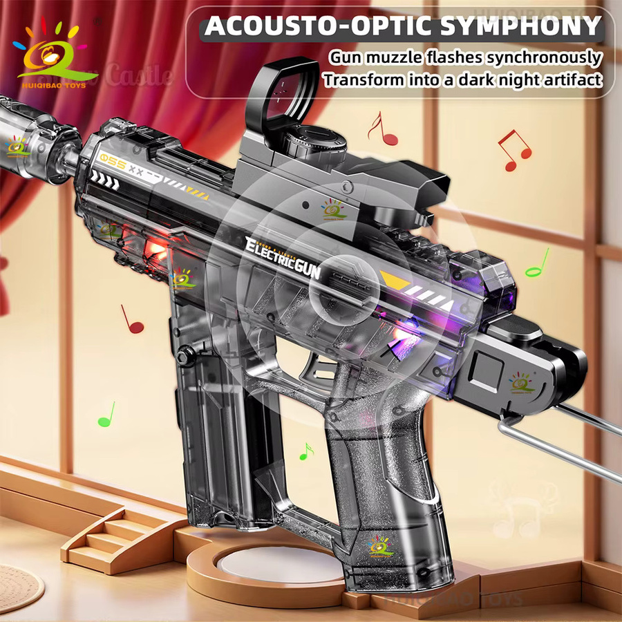 HUIQIBAO UZI Automatische Maschine Pistole, mit Led Licht, Rauch Pistole Spielzeug - Bild 3
