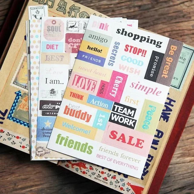 6er Set wasserfeste Retro-Poststempel-Aufkleber in Mehrfarben für Journaling und Bastelprojekte - Bild 1