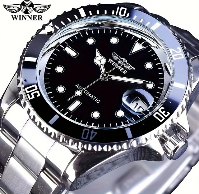 FORSINING Armbanduhr, Skelett-Automatikuhr, Edelstahl, Schwarz, Herren - Bild 1