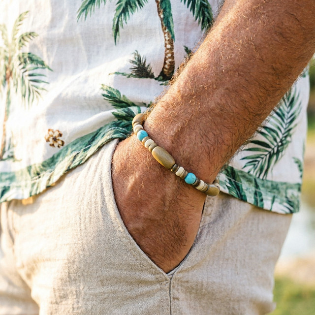 Noter Armband, Holz-Stein-Perlen, Bunt, Herren - Bild 1