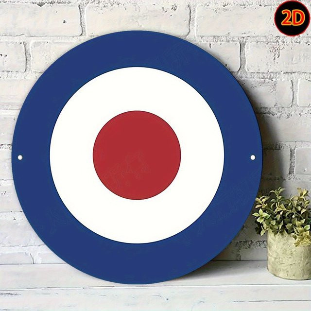 CIFbuy Vintage Bullseye Aluminium-Wandkunst, geometrisches Metallschild in Multicolour, rund, B/H: 20 x 20 cm - Bild 1