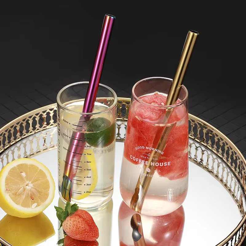 JANKNG 4-teiliges Trinkhalm-Set aus 304 Edelstahl in Silber mit scharfer Spitze für Bubble Tea und Milkshakes - Bild 3