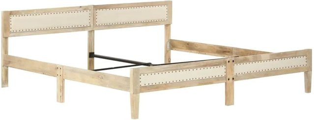 vidaXL Massivholzbett aus Mango in Braun und Beige, B/T/H: 200 x 200 x 205 cm - Bild 1