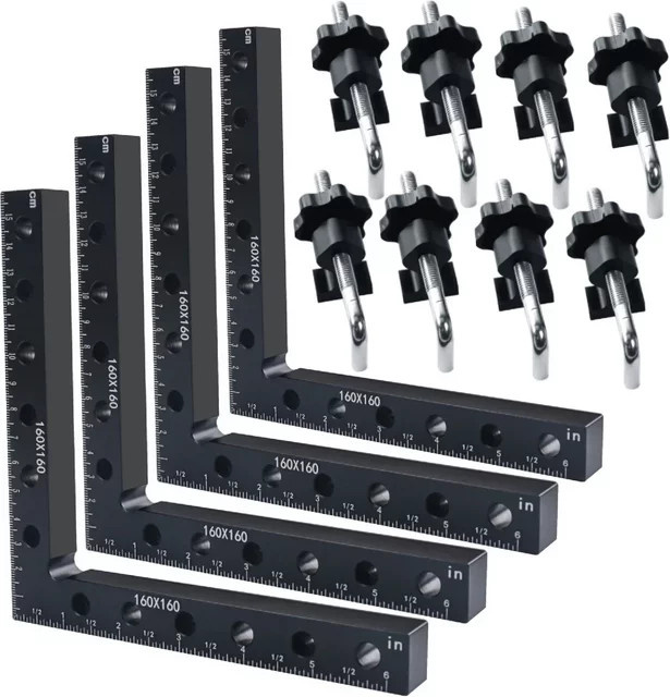 JIGHOLE 90-Grad-Positionierungsquadrate aus Aluminiumlegierung in Schwarz für die Holzbearbeitung und Tischlerei, B/T/H: 16,0 x 16,0 x 3,0 cm - Bild 1