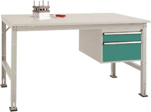 Manuflex Universal Standard Komplett-Arbeitstisch AU5567.0001 mit Kunststoff-Platte in Grau, B/T/H: 150 x 80 x 76-87 cm - Bild 1