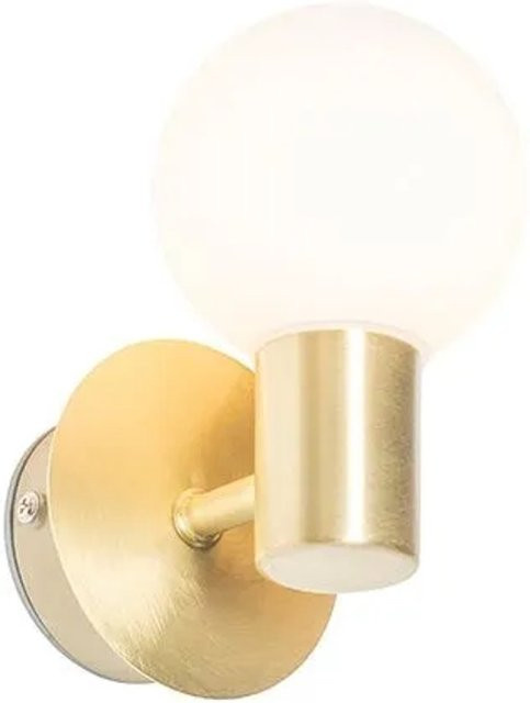 QAZQA Cederic Moderne Wandleuchte Gold/Messing IP44 Dimmbar mit Glaskugel für Badezimmer - Bild 1