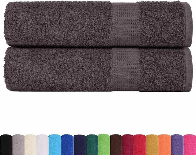 vidaXL Duschtücher 2er Set aus 100% Baumwolle in Anthrazit, B/L: 70 x 140 cm, 360 g/m² - Bild 1