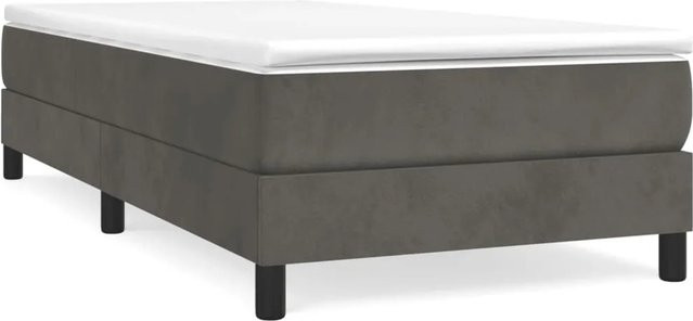 vidaXL Boxspringbett aus Samt in Dunkelgrau, B/T: 100 x 200 cm - Bild 1