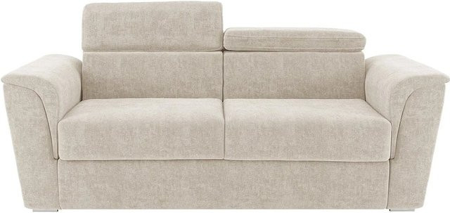 Vente-unique Schlafsofa Rizora Beige mit verstellbarer Kopfstütze und Stoffbezug, Breite: 230 cm - Bild 1